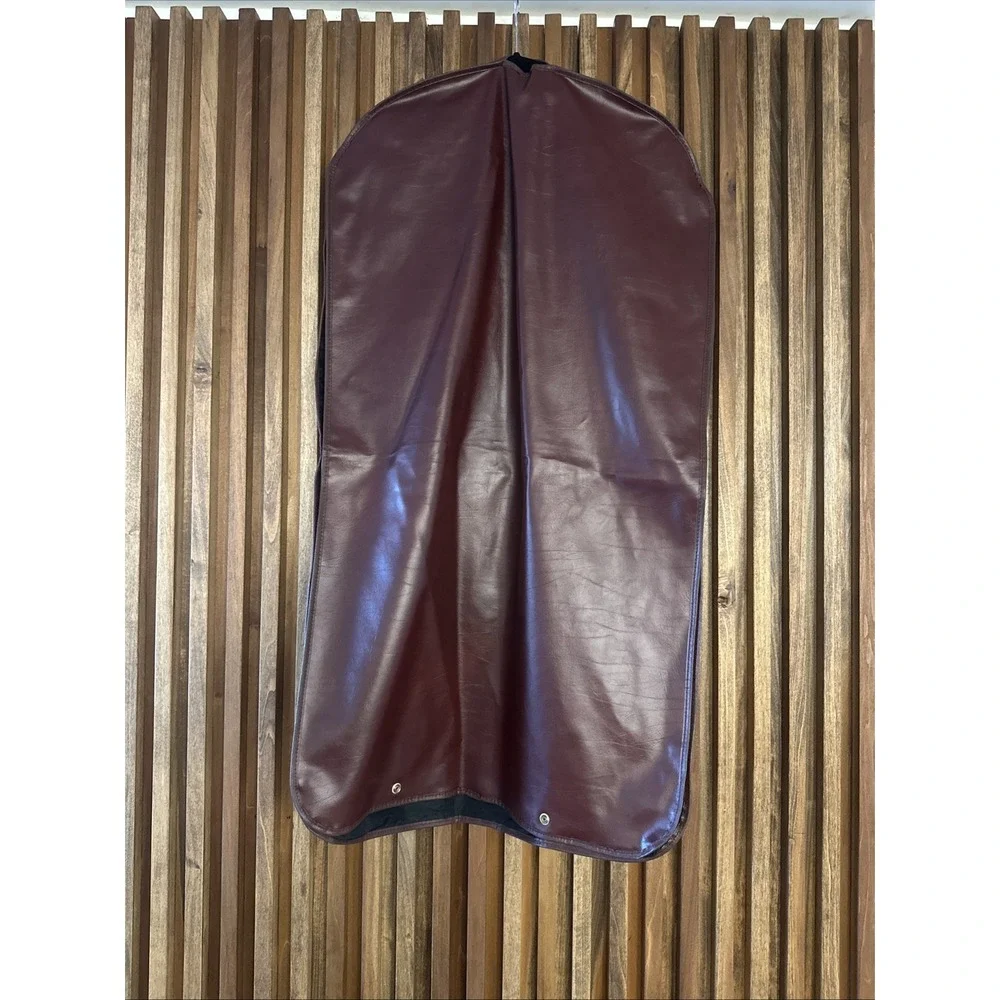 Vintage‎ Sears Garment Travel Bag Black & Burgundy Full Zip PU Leather polyester